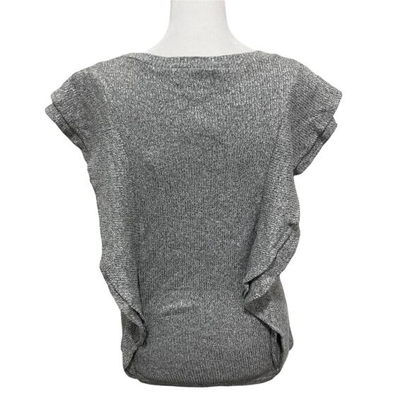 BB Dakota Milky Way Knit Top NWT New Marled Gray Ruffle Sleeveless size S - Picture 6 of 10